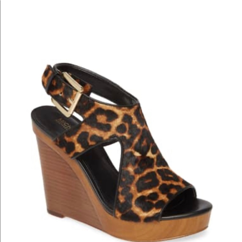 Michael Kors Josephine leopard calf hair wedge
